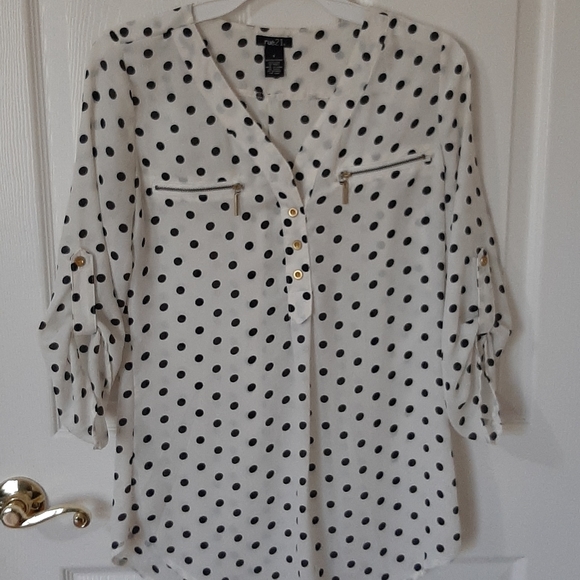 White polka dot formal top - Picture 1 of 6